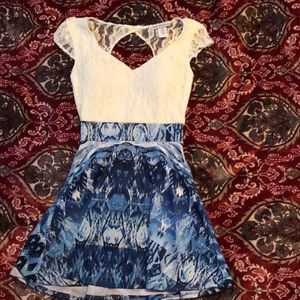 Blue and white lace dress